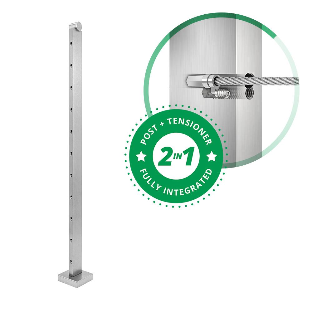 Venture Series Top Mount Stainless Steel Cable Railing End Post Posts Cable Bullet 