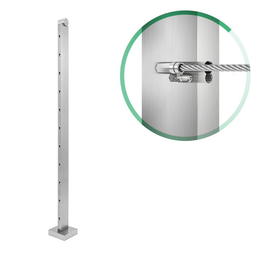 Venture Series Top Mount Stainless Steel Cable Railing End Post Posts Cable Bullet End Post Type 316 Stainless Steel 36&quot; (11 Cables)